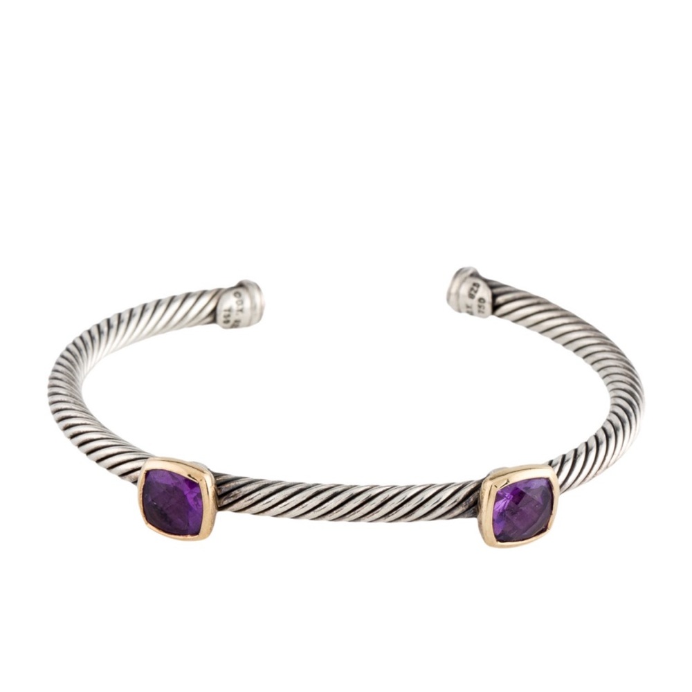 David Yurman Amethyst Gold Silver Cable Bracelet